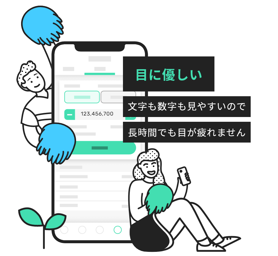 目に優しい 文字も数字も見やすいので長時間でも目が疲れません